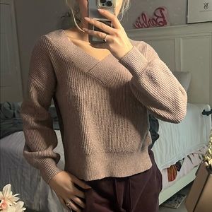 Bell-sleeved Mauve sweater